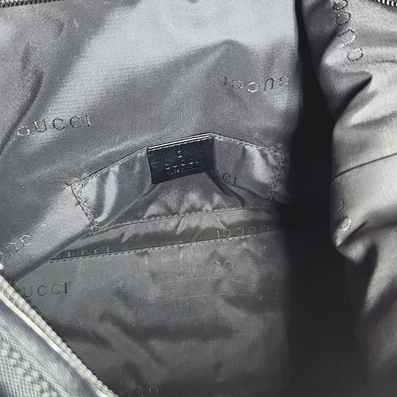 VTG Gucci Authentic 000062 Black Nylon Leather Handbag Shoulder Purse - Picture 11 of 16